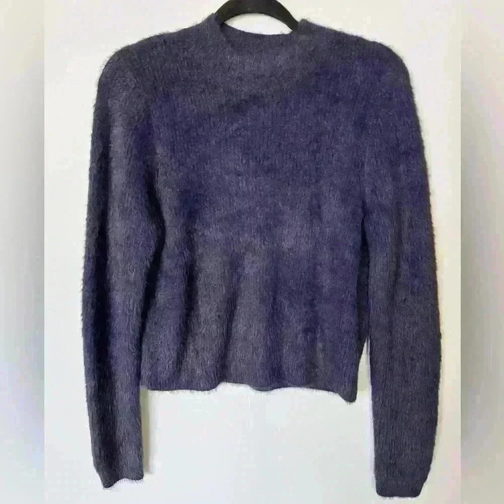 & Other Stories Wool Blend Deep Purple Mock Neck Sweater